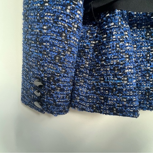 Kate Spade TAVI Jacket Rendezvous Blue Tweed Boucle Silver Lining Tinsel Tweed 4 - Picture 12 of 15